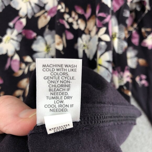 J Jill Top Womens Small Purple Floral Fit Relaxed Shirttail Modal Blend Tee Knit - Picture 7 of 10